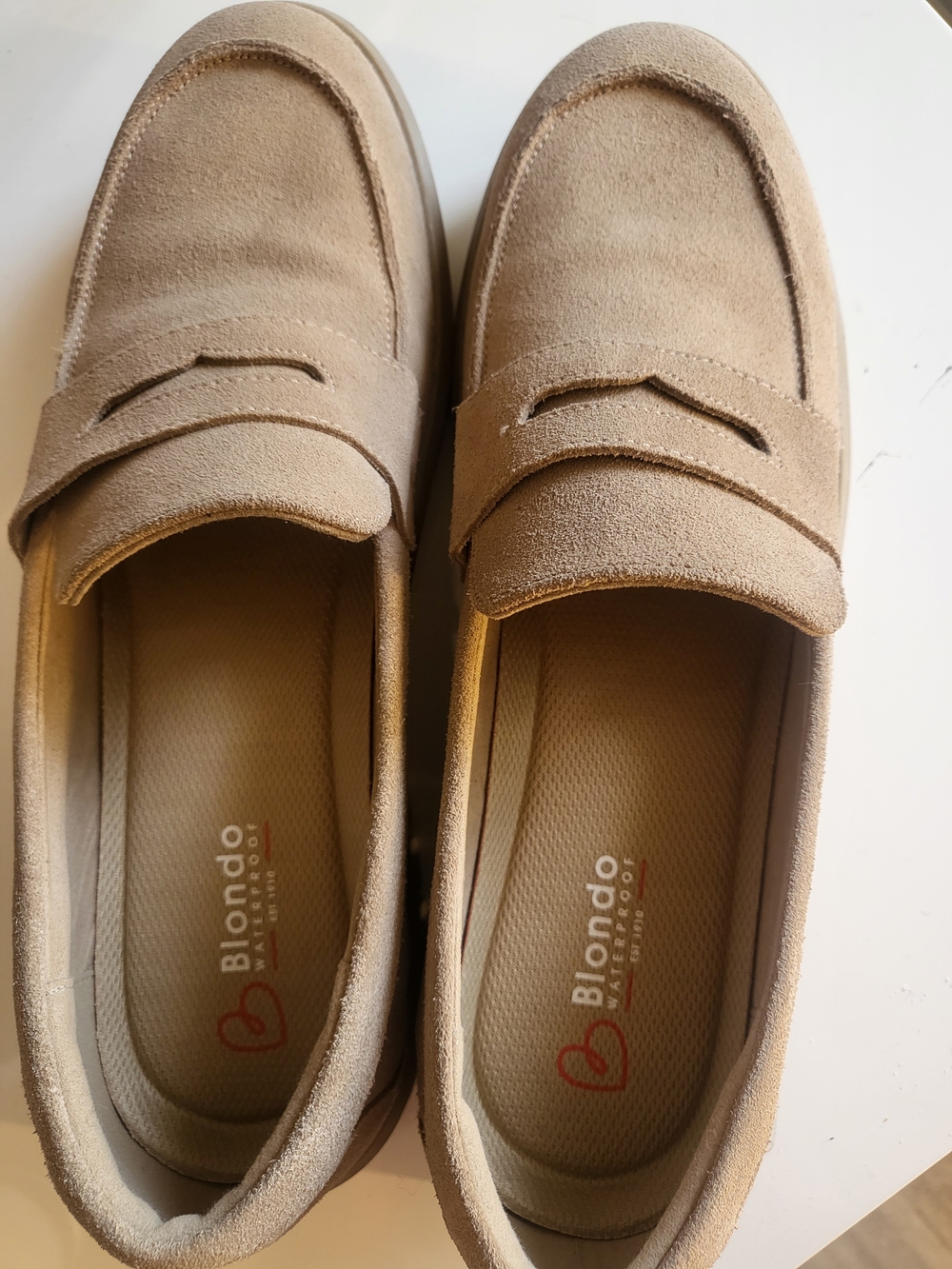 Blondo Taupe Suede Penny Loafers
